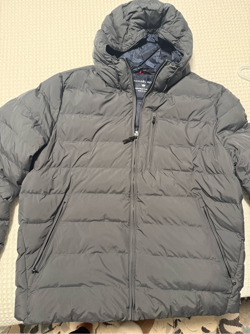 Michael Kors Men's Hooded Quilted Puffer Jacket in Gray